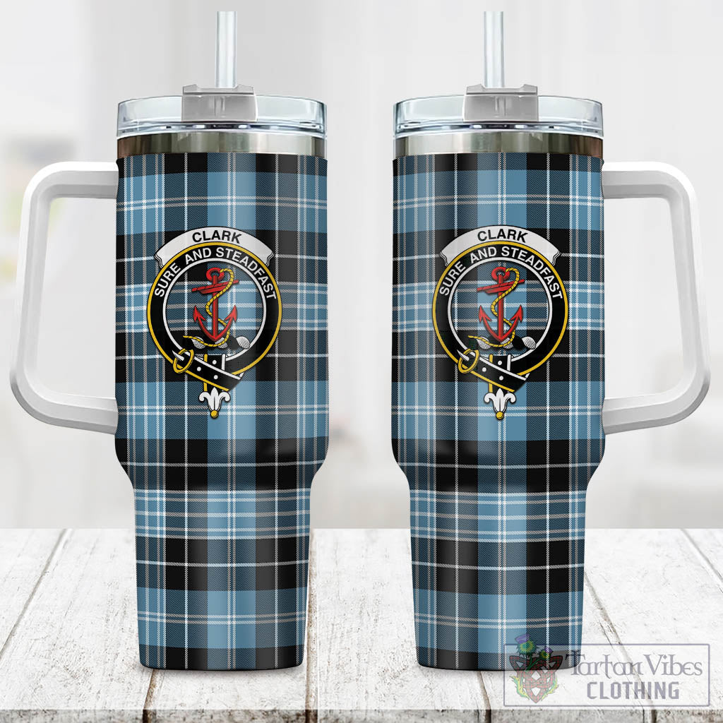 Tartan Vibes Clothing Clark Ancient Tartan and Family Crest Tumbler with Handle