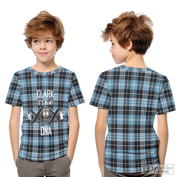 Clark Ancient Tartan Kid T-Shirt with Family Crest DNA In Me Style