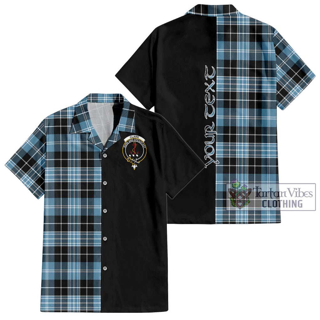 Clark Ancient Tartan Short Sleeve Button Shirt with Family Crest and Half Of Me Style Kid - Tartanvibesclothing Shop