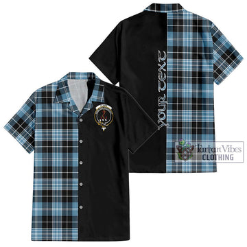 Clark Ancient Tartan Short Sleeve Button Shirt with Family Crest and Half Of Me Style