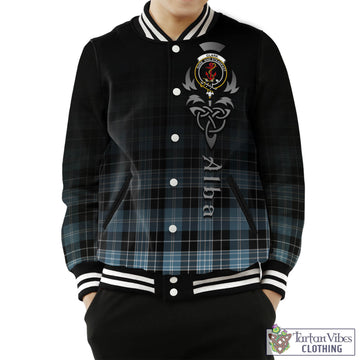 Clark Ancient Tartan Baseball Jacket Featuring Alba Gu Brath Family Crest Celtic Inspired