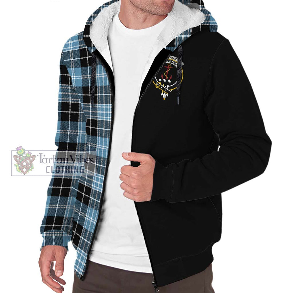 Clark Ancient Tartan Sherpa Hoodie with Family Crest and Half Of Me Style Unisex S - Tartanvibesclothing Shop