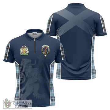 Clark Ancient Tartan Zipper Polo Shirt with Family Crest and Lion Rampant Vibes Sport Style