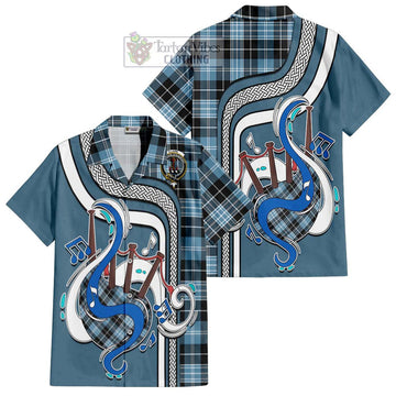 Clark Ancient Tartan Short Sleeve Button Shirt with Epic Bagpipe Style