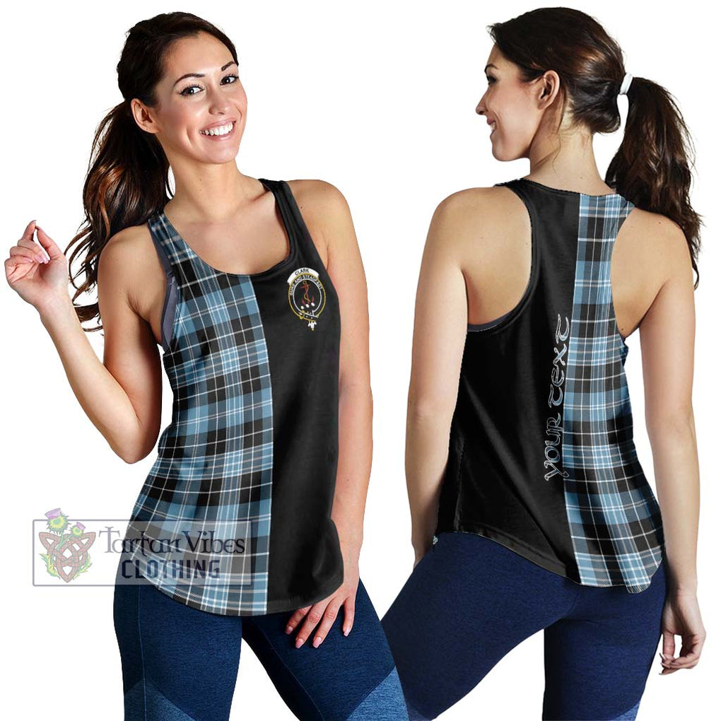 Clark Ancient Tartan Women's Racerback Tanks with Family Crest and Half Of Me Style 4XL - Tartanvibesclothing Shop