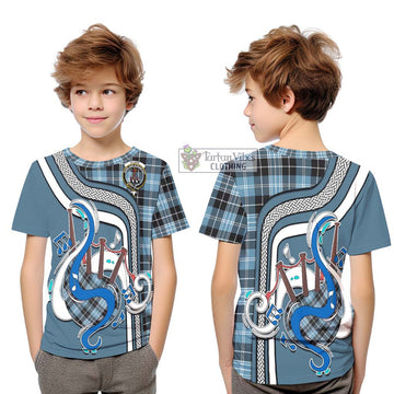 Clark Ancient Tartan Kid T-Shirt with Epic Bagpipe Style