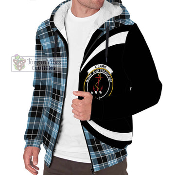 Clark Ancient Tartan Sherpa Hoodie with Family Crest Circle Style