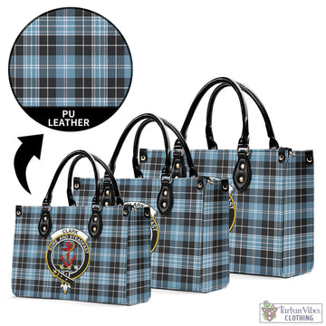 Clark Ancient Tartan Luxury Leather Handbags with Family Crest