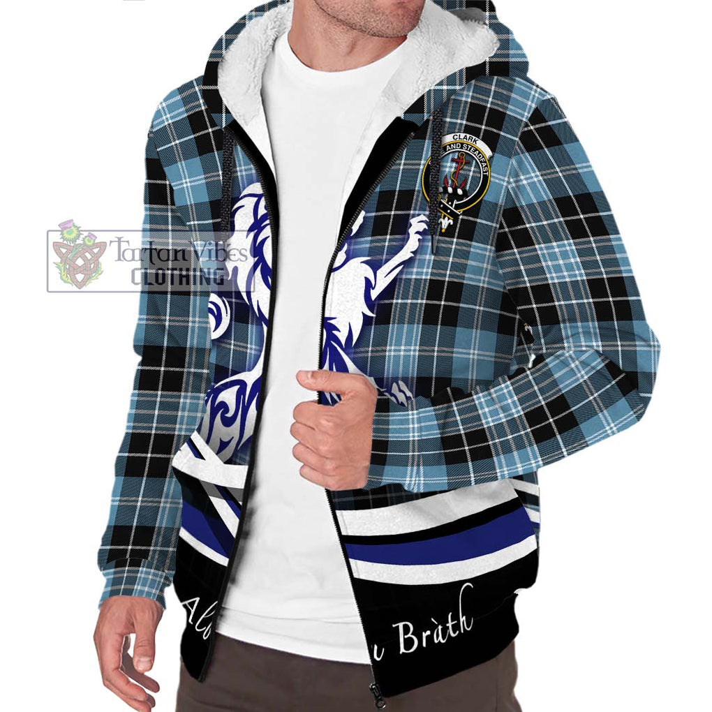 Clark Ancient Tartan Sherpa Hoodie with Alba Gu Brath Regal Lion Emblem Unisex S - Tartanvibesclothing Shop