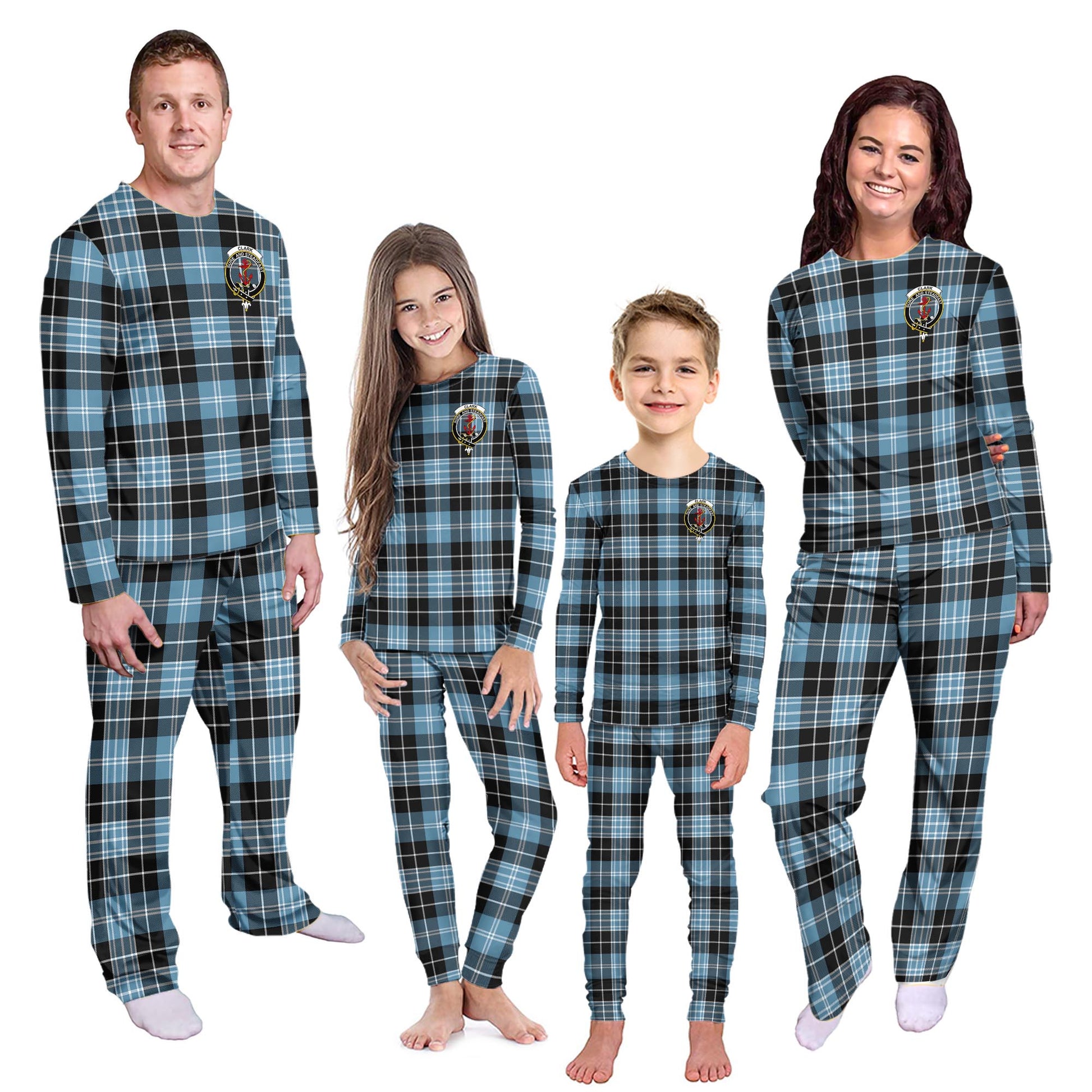 Clark Ancient Tartan Pajamas Family Set with Family Crest Kid - Tartan Vibes Clothing