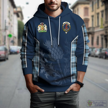 Clark Ancient Tartan Hoodie with Family Crest and Scottish Thistle Vibes Sport Style