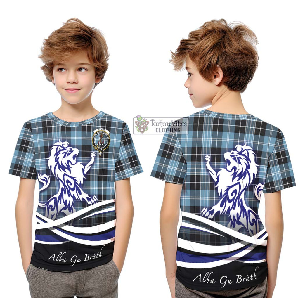 Clark Ancient Tartan Kid T-Shirt with Alba Gu Brath Regal Lion Emblem Youth XL Size14 - Tartanvibesclothing Shop