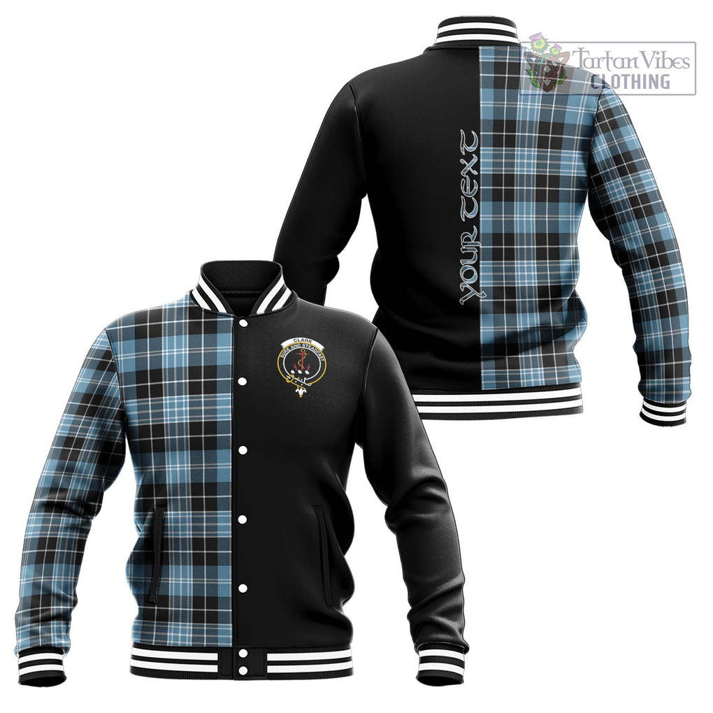 Clark Ancient Tartan Baseball Jacket with Family Crest and Half Of Me Style Unisex - Tartanvibesclothing Shop