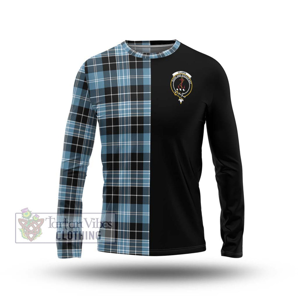 Clark Ancient Tartan Long Sleeve T-Shirt with Family Crest and Half Of Me Style Unisex - Tartanvibesclothing Shop