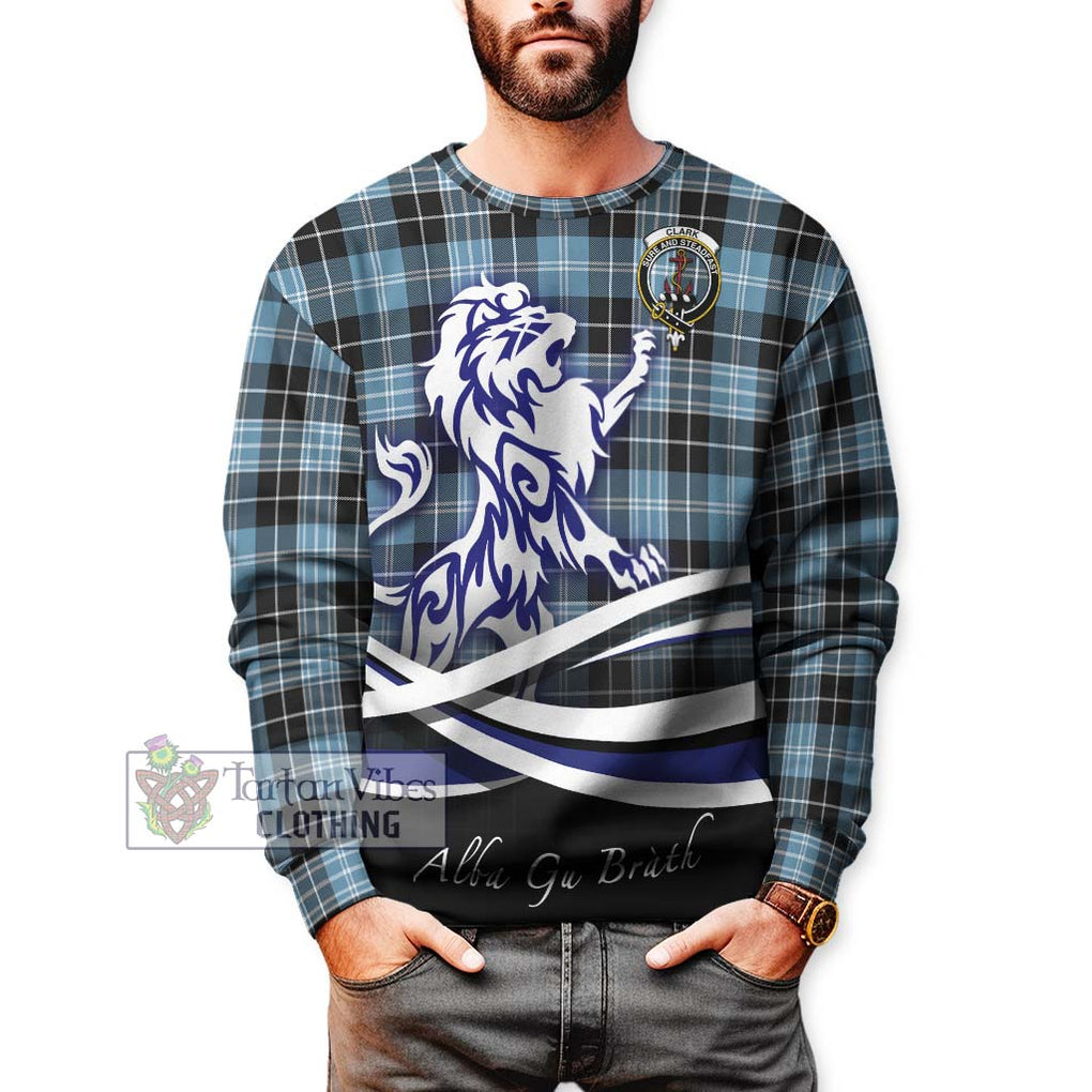 Clark Ancient Tartan Sweatshirt with Alba Gu Brath Regal Lion Emblem Unisex - Tartanvibesclothing Shop