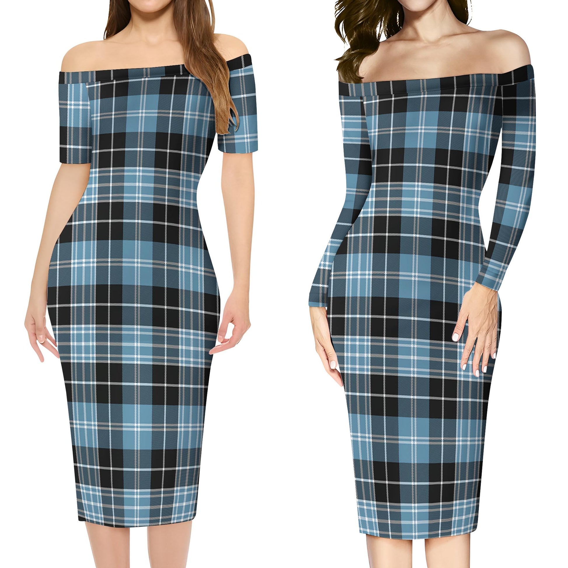 Clark Ancient Tartan Off Shoulder Lady Dress Women's Dress - Tartanvibesclothing