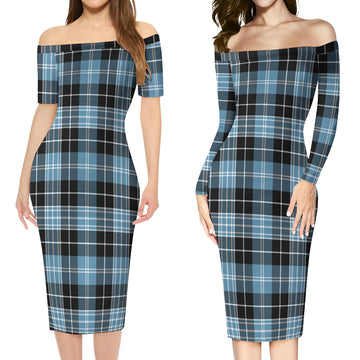 Clark Ancient Tartan Off Shoulder Lady Dress