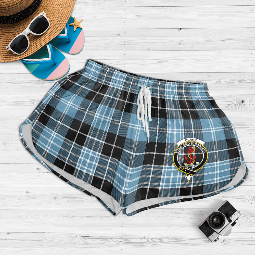 clark-ancient-tartan-womens-shorts-with-family-crest