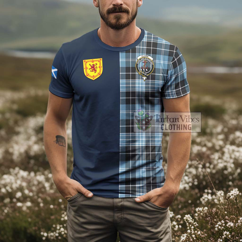 Tartan Vibes Clothing Clark Ancient Tartan T-Shirt Alba with Scottish Lion Royal Arm Half Style