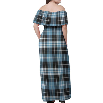 Clark Ancient Tartan Off Shoulder Long Dress