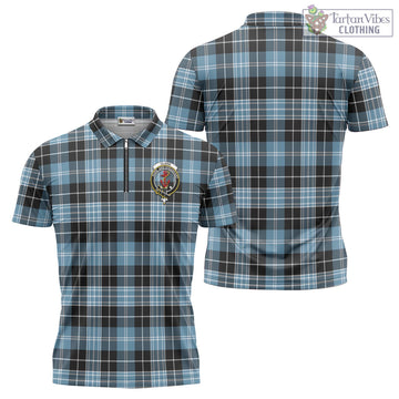 Clark Ancient Tartan Zipper Polo Shirt with Family Crest