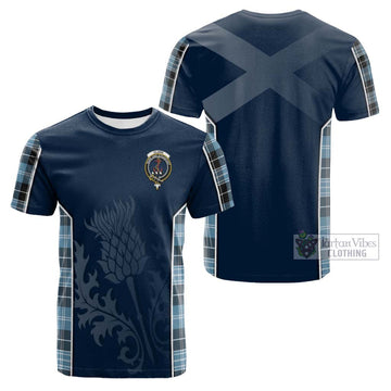 Clark Ancient Tartan Cotton T-shirt with Family Crest and Scottish Thistle Vibes Sport Style