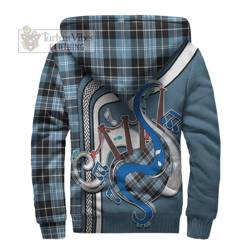 Clark Ancient Tartan Sherpa Hoodie with Epic Bagpipe Style - Tartanvibesclothing Shop