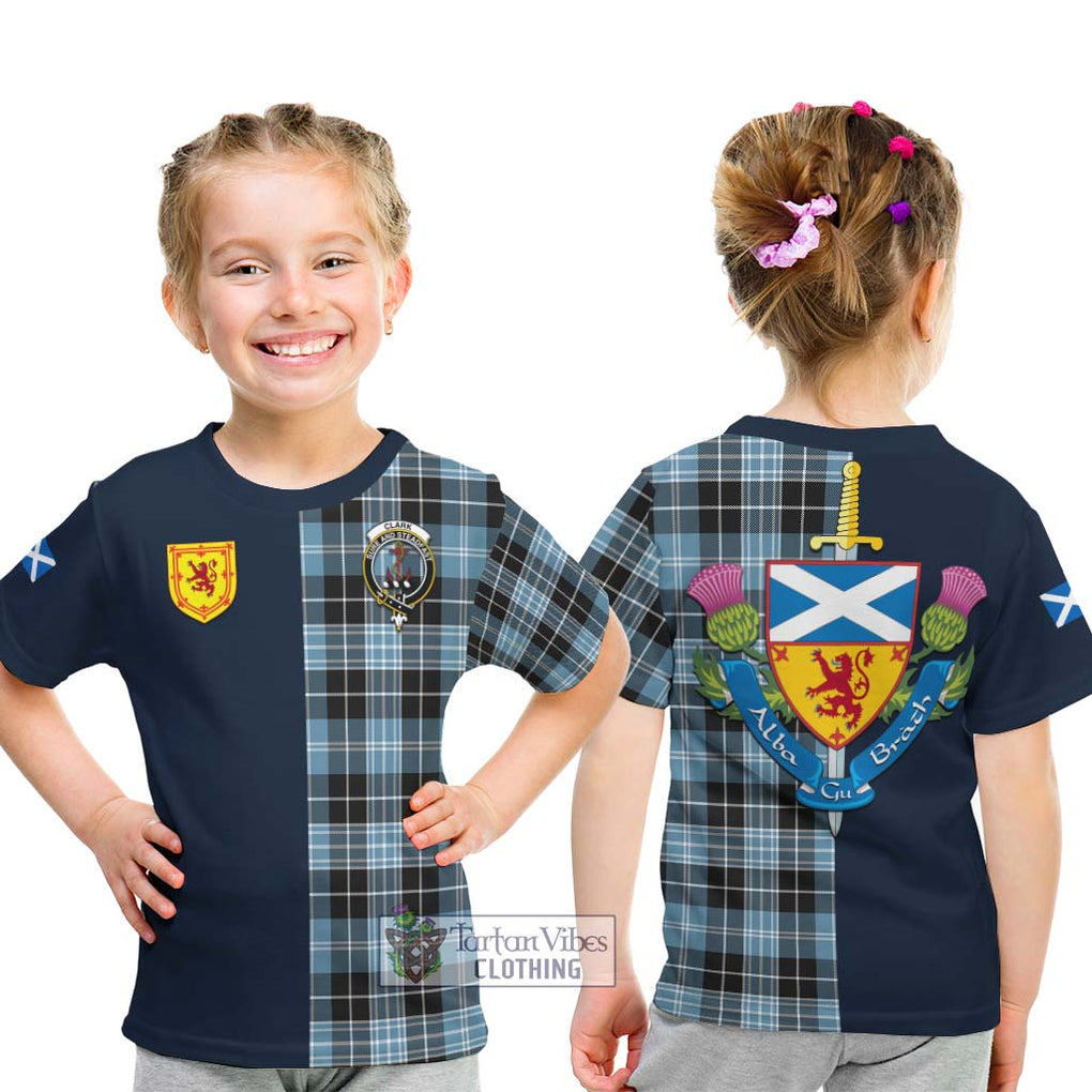 Tartan Vibes Clothing Clark Ancient Tartan Kid T-Shirt with Scottish Lion Royal Arm Half Style