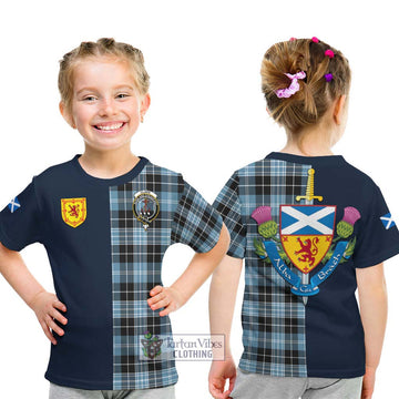 Clark Ancient Tartan Kid T-Shirt Alba with Scottish Lion Royal Arm Half Style