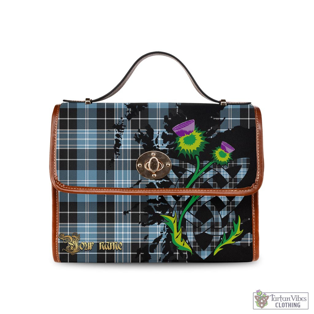 Tartan Vibes Clothing Clark Ancient Tartan Waterproof Canvas Bag with Scotland Map and Thistle Celtic Accents