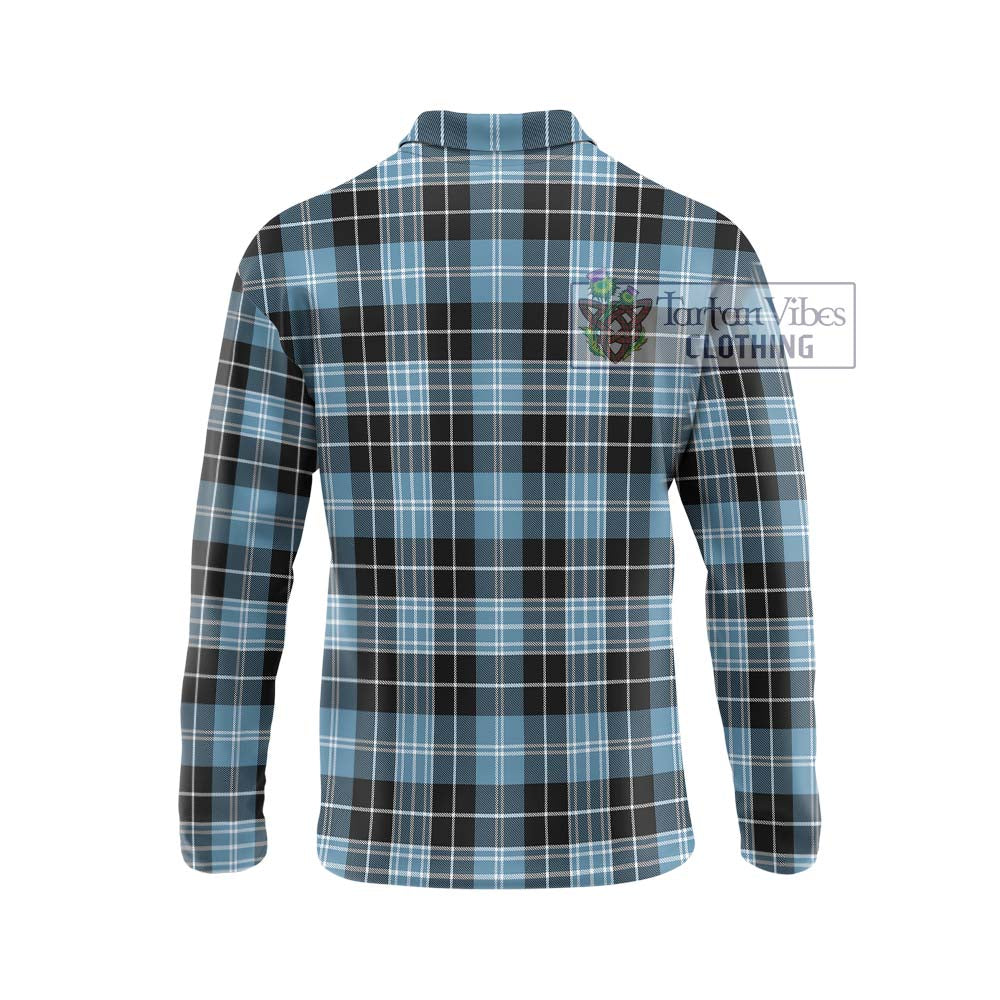 Clark Ancient Tartan Long Sleeve Polo Shirt with Family Crest DNA In Me Style - Tartanvibesclothing Shop