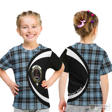 Clark Ancient Tartan Kid T-Shirt with Family Crest Circle Style