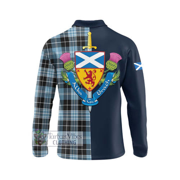 Clark Ancient Tartan Long Sleeve Polo Shirt Alba with Scottish Lion Royal Arm Half Style