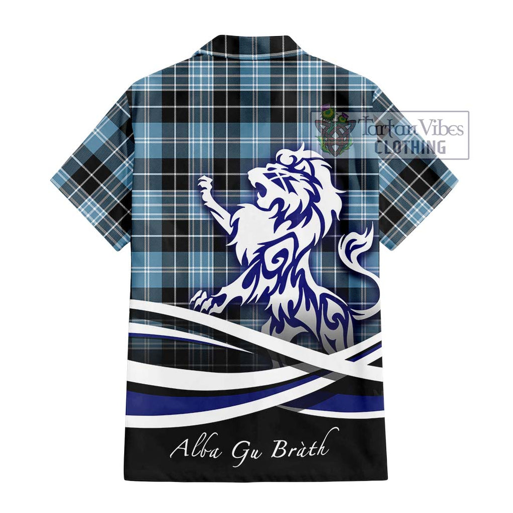 Clark Ancient Tartan Short Sleeve Button Shirt with Alba Gu Brath Regal Lion Emblem - Tartanvibesclothing Shop