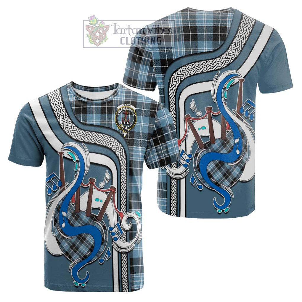 Tartan Vibes Clothing Clark Ancient Tartan Cotton T-shirt with Epic Bagpipe Style