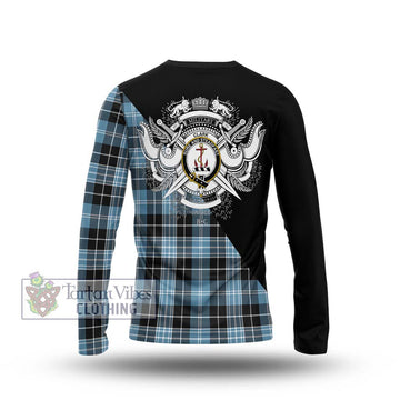 Clark Ancient Tartan Long Sleeve T-Shirt with Family Crest and Military Logo Style