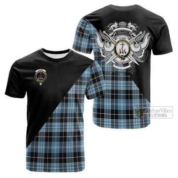 Clark Ancient Tartan Cotton T-shirt with Family Crest and Military Logo Style