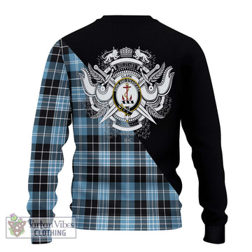 Clark Ancient Tartan Ugly Sweater with Family Crest and Military Logo Style