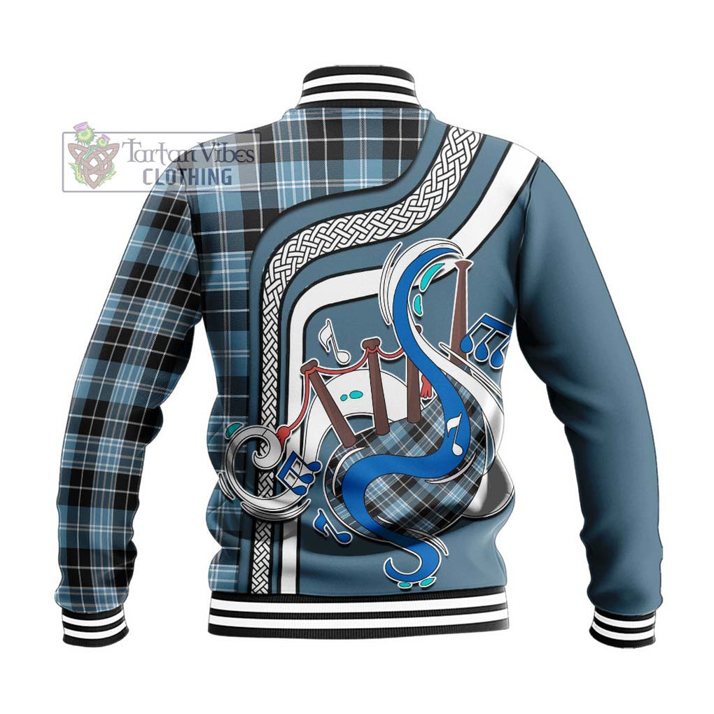 Tartan Vibes Clothing Clark Ancient Tartan Baseball Jacket with Epic Bagpipe Style