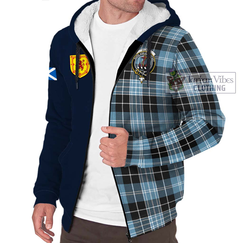 Tartan Vibes Clothing Clark Ancient Tartan Sherpa Hoodie with Scottish Lion Royal Arm Half Style