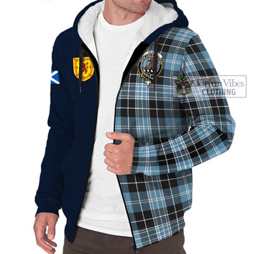 Clark Ancient Tartan Sherpa Hoodie Alba with Scottish Lion Royal Arm Half Style