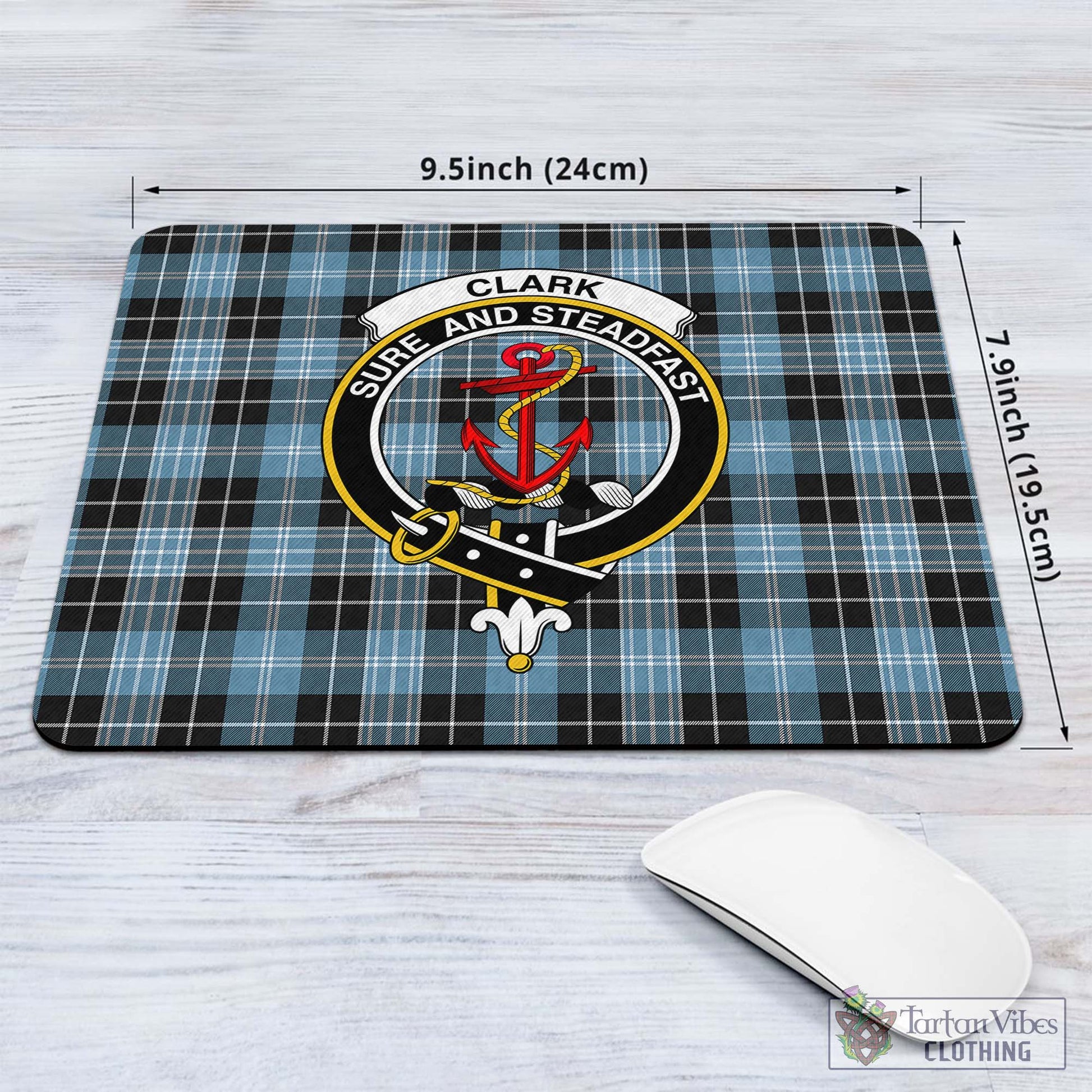 Tartan Vibes Clothing Clark Ancient Tartan Mouse Pad with Family Crest