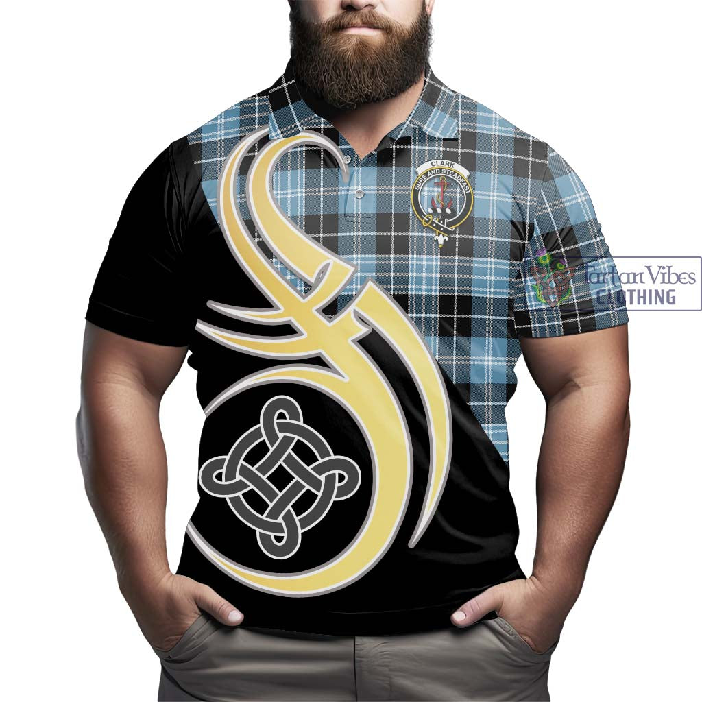 Clark Ancient Tartan Polo Shirt with Family Crest and Celtic Symbol Style - Tartan Vibes Clothing