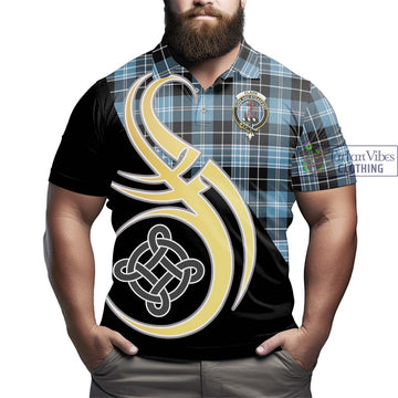 Clark Ancient Tartan Polo Shirt with Family Crest and Celtic Symbol Style