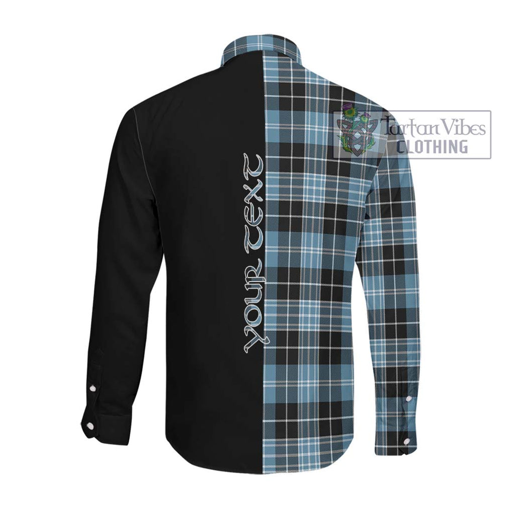 Clark Ancient Tartan Long Sleeve Button Shirt with Family Crest and Half Of Me Style Men's Shirt - Tartanvibesclothing Shop