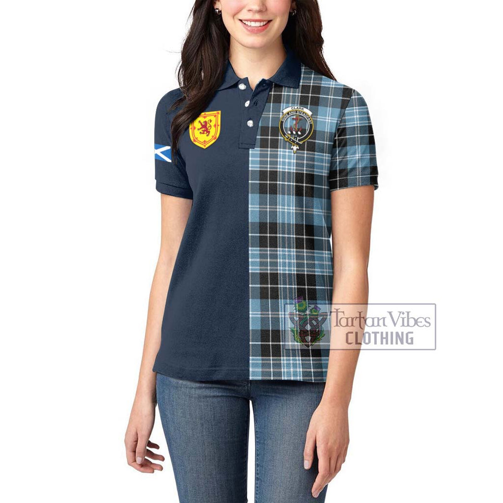 Tartan Vibes Clothing Clark Ancient Tartan Women's Polo Shirt with Scottish Lion Royal Arm Half Style