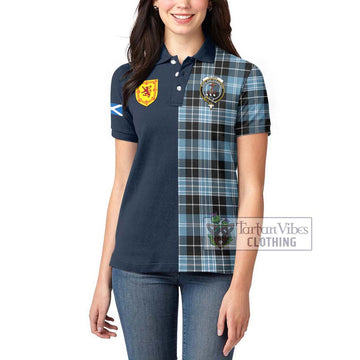 Clark Ancient Tartan Women's Polo Shirt Alba with Scottish Lion Royal Arm Half Style