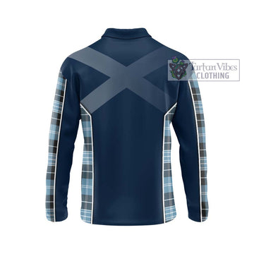 Clark Ancient Tartan Long Sleeve Polo Shirt with Family Crest and Lion Rampant Vibes Sport Style