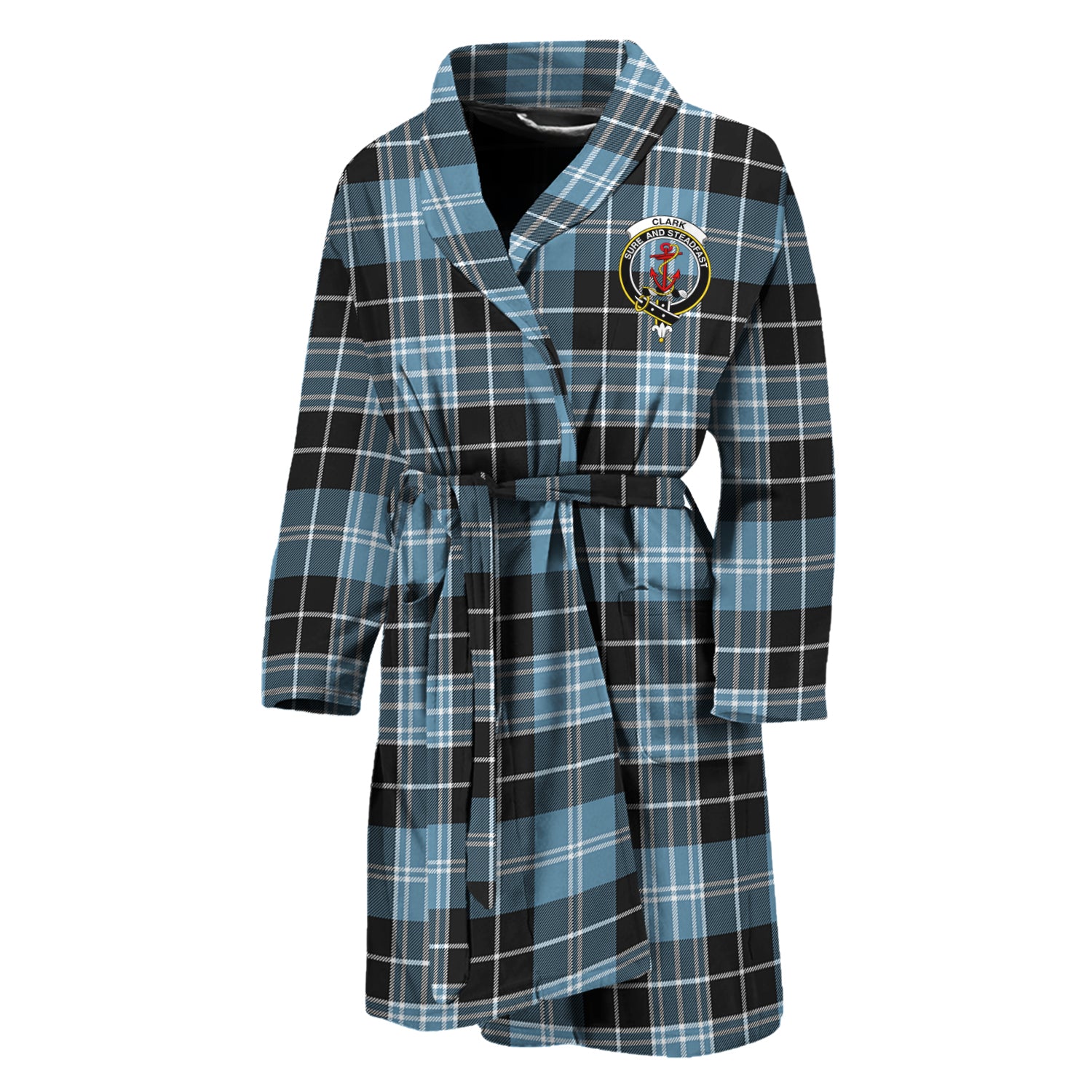 Clark Ancient Tartan Bathrobe with Family Crest Unisex M - Tartan Vibes Clothing