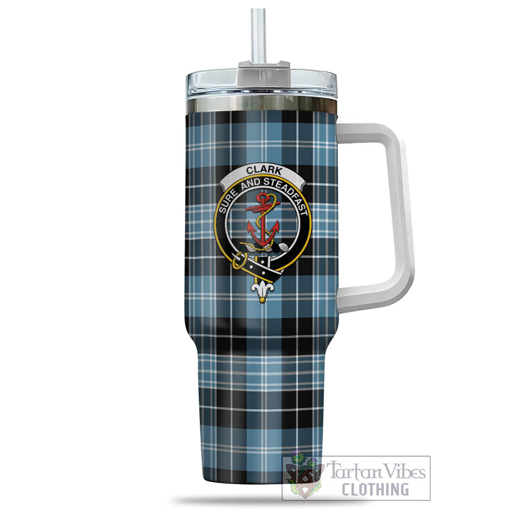 Tartan Vibes Clothing Clark Ancient Tartan and Family Crest Tumbler with Handle